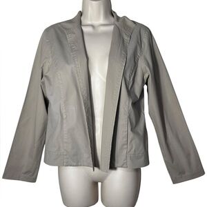 Eileen Fisher Open Front Notched Collar Khaki Blazer Jacket Size Small